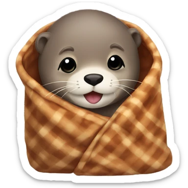 otter cozy in blanket sticker