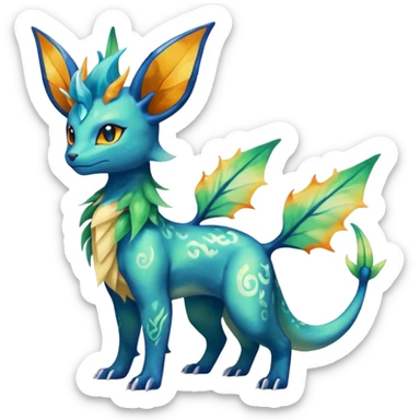 Rocky Shiny ethereal elemental Salandit-Leafeon-Vaporeon-hybrid-fusion (full body) sticker