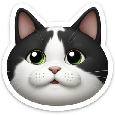 Fat black and white cat sticker