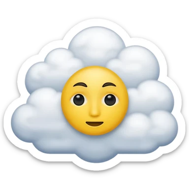 Face in clouds yellow circle and black eyes and remove a mouth and move in a cloud sticker