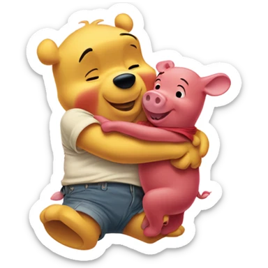 Winnie the Pooh hug with Pigglet sticker
