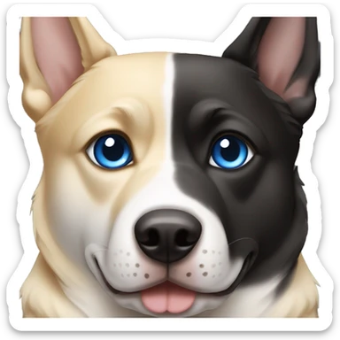 Blonde and black pitbull husky German shepherd with blue eyes  sticker