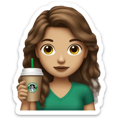 brown hair brown eyed girl drinking Starbucks  sticker