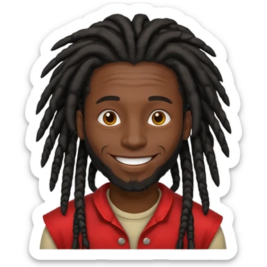 man with dreadlocks and black skin sticker
