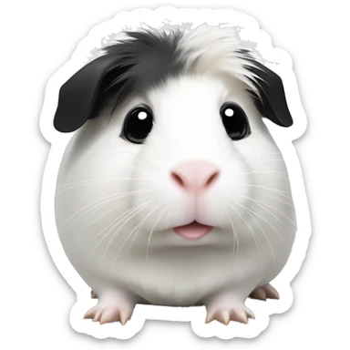 White Guinea pig with black ears and nose  sticker