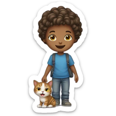 enfant avec chat sticker