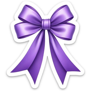 "A large, silky violet bow with elegantly curved loops and flowing tails, softly reflecting light."
 sticker