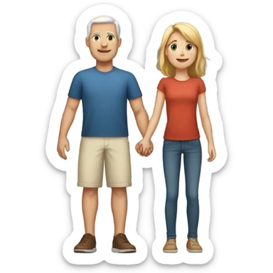 white father and white daughter holding their hands and seen from the back sticker
