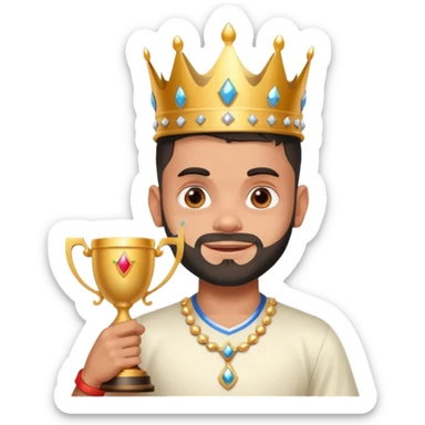 Virat Kohli with tears of joy with crown and trophy  sticker