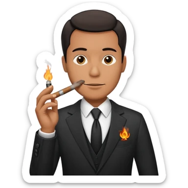 Draw a no smoking sign. Next to it, there is a man in a suit smoking a cigar. sticker