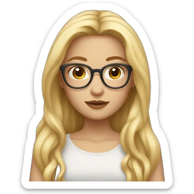 Generate Melissande, she is a girl with long blond hair, square glasses and brown eyes sticker