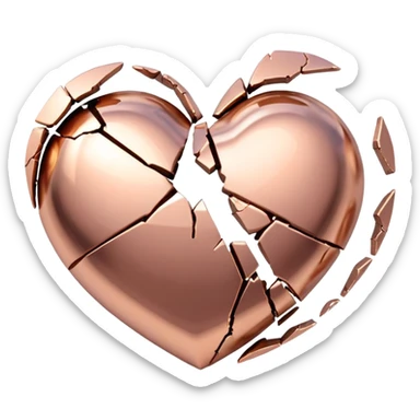 Rose gold heart with a cracked broken design sticker