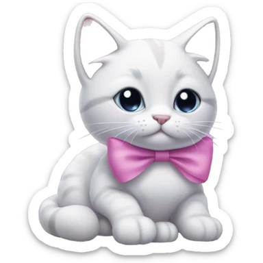 A lilac cat with a pink bow sticker
