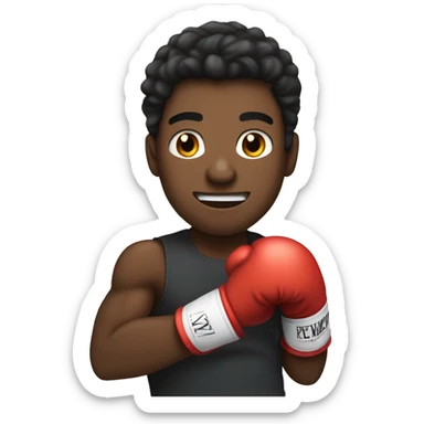 20 year old dark-skinned young man boxing in accion

 sticker