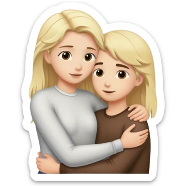 Blonde girl hug brunette boy sticker
