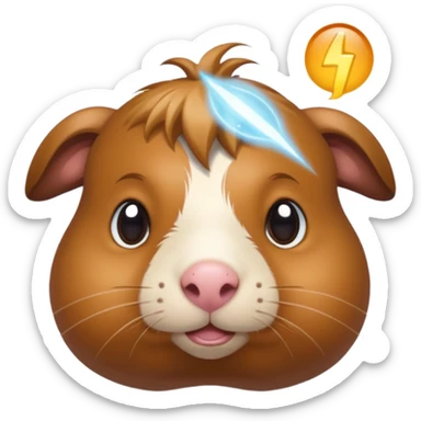 almighty guinea pig god with a mole on the left cheek, glowing aura, emoji style sticker