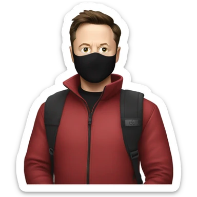 Elon musk with a ski mask  sticker