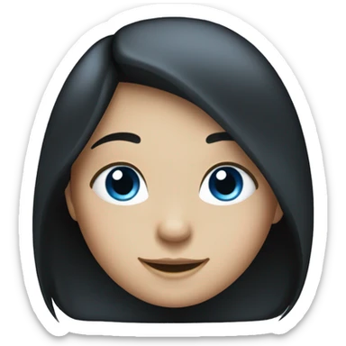 Smiling girl with long black hair and blue eyes sticker