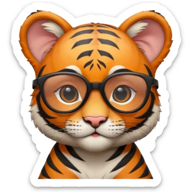Orange Tiger cub with cool glasses.
 sticker
