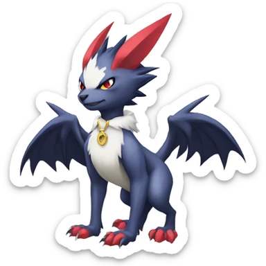 Cool Edgy Nargacuga-Absol-Sneasel with a collar on, full body sticker