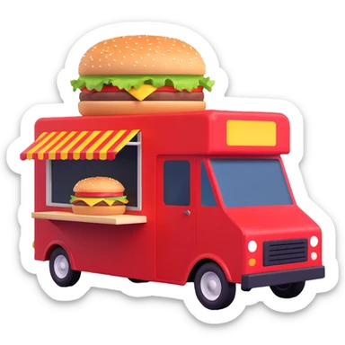 generate me a 3D hamburger food truck sticker