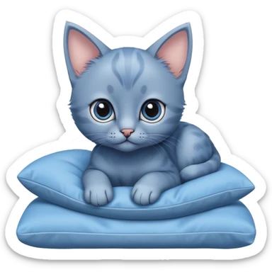 A cute blue kitten with large eyes and paws, showing only the front paws and face in close-up, resting on a cushion. The kitten is looking forward. Minimalist design with no detailed features sticker