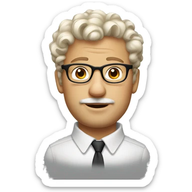A polish white dude with rectamble glasses and short brown curly hair sticker