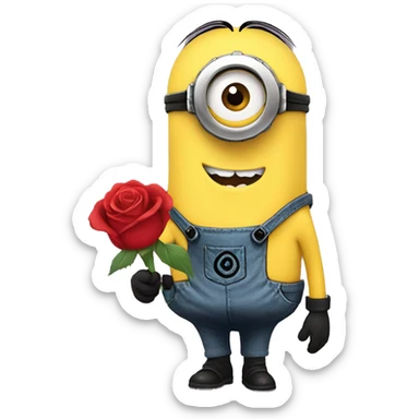 Minion giving a rose like it's the bachelor sticker