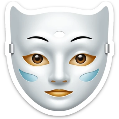 a sheet of white mask pack for face skincare beauty, transpalent holes at eyes and mouth, no real eyes and mouth sticker