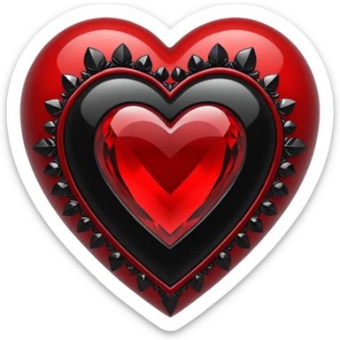 Black and red gothic crystal heart sticker