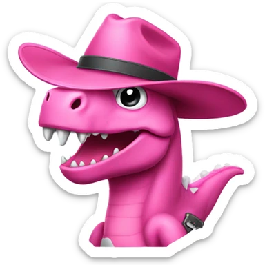 Pink dinosaur with cowboy hat sticker