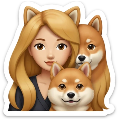 Shiba Dog with long hair woman  sticker
