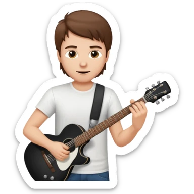 white Guy with brown hair playing a black coloured guitar sticker