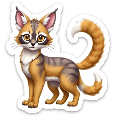 Colorful dark tropical exotic cute cool beautiful shiny beautiful fantasy-caracal-civet-genet-sergal-vernid-Gryphon-Cacomistle-Trico-oncilla-animal-Fakémon-hybrid-fursona (full body) sticker