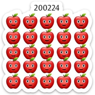 apple emoji calendar with large 2024, no other text or numbers sticker