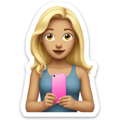 Blonde girl with iPhone 15 pink sticker
