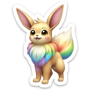 Kawaii Shiny Pastel Rainbow Eevee Full Body sticker