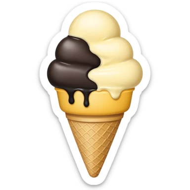 Half yellow and half black heart icecream sticker