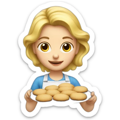 Small blonde girl baking cookies sticker