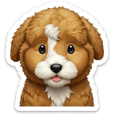 Black golden doodle puppy with white patch on chin sticker
