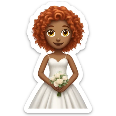 Red curly haired girl in a wedding dress  sticker