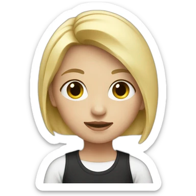 Girl with blonde hair and a black and white shirt on sticker
