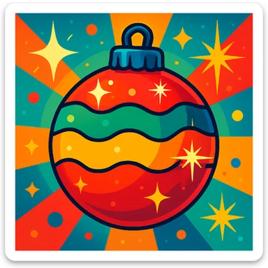 brilliant and festive Christmas ornament sphere, shiny, colorful, sparkling lights sticker