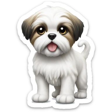 Realistic Shi - tzu puppy doing pee sticker