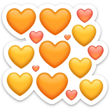 hearts. Orange and yellow.. Pastel sticker
