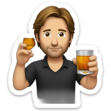 hank moody holds a glass of whisky sticker