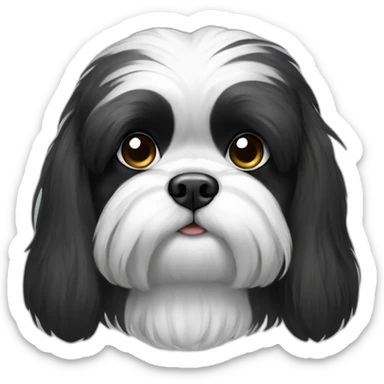 black and white shitzu sticker