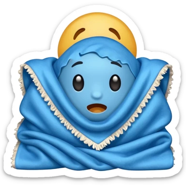 blue blanket with a bad smell coming off of it sticker