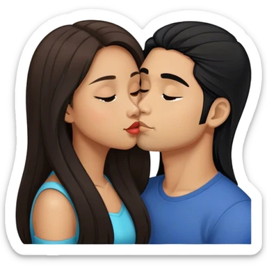 Light brown latino with long black hair kissing brown hair Filipina sticker