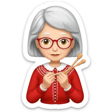 knitting grandma red blouse sticker